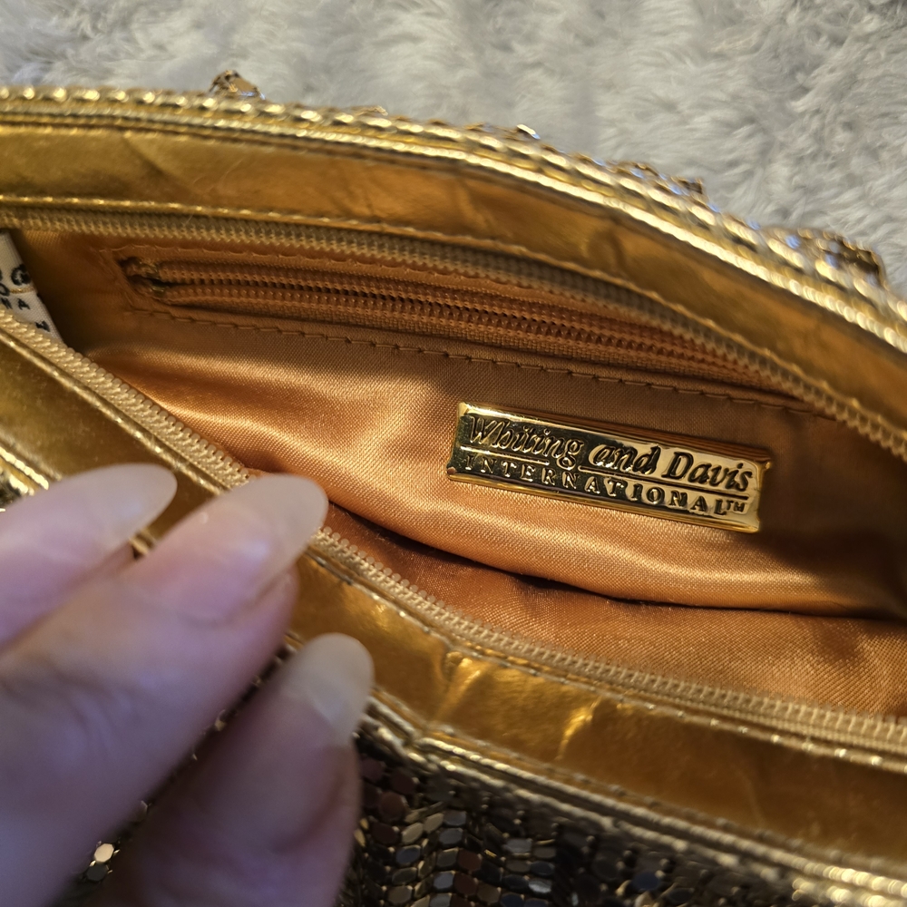 Gold Sequin Beret unbranded and Whiting & Davis Clutch - Picture 5 of 7